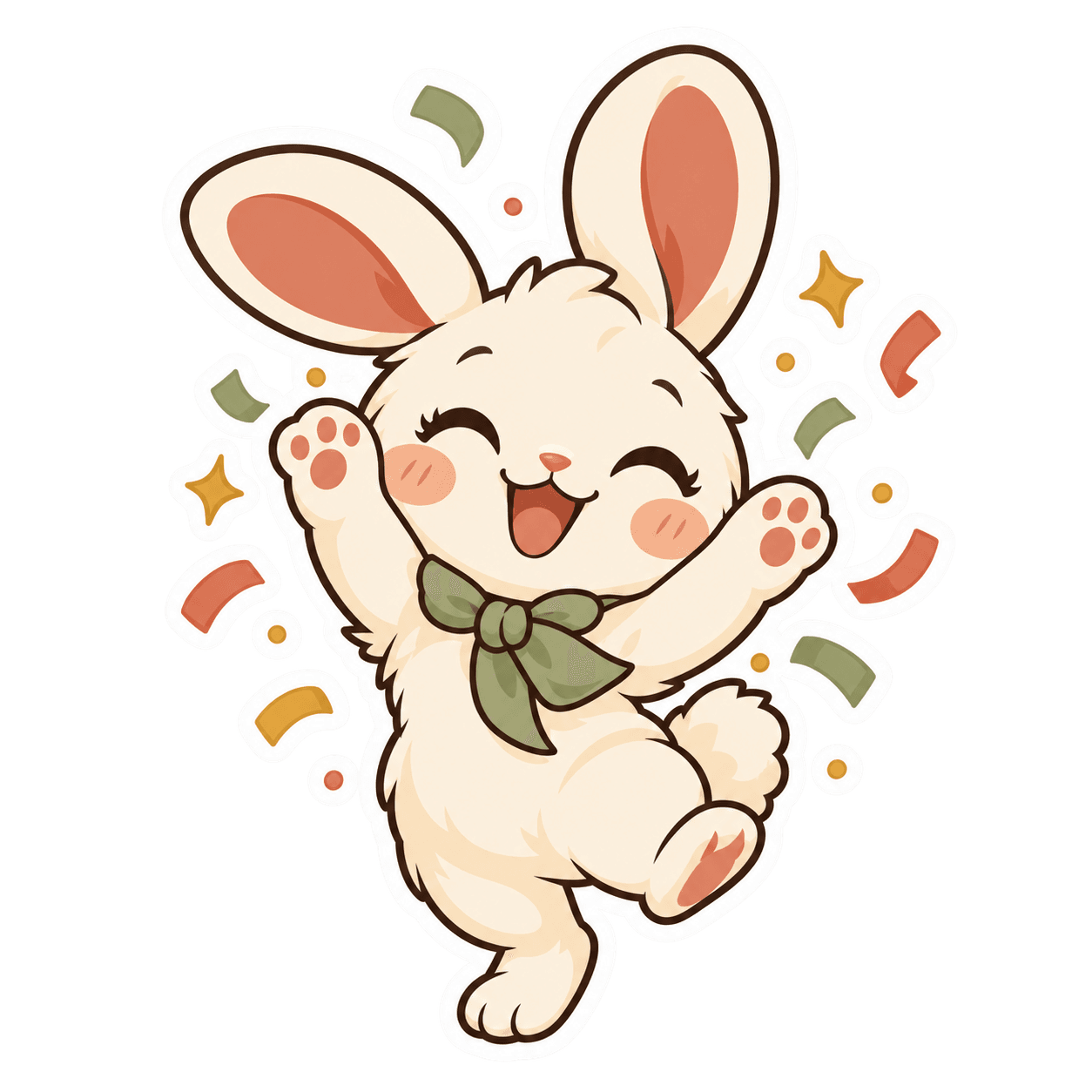 Happy bunny dancing with confetti