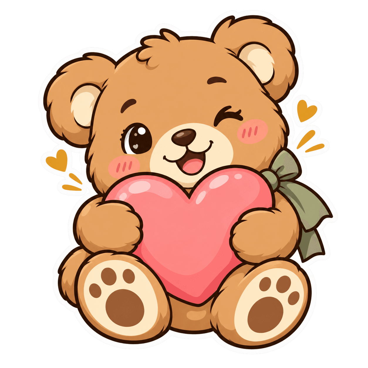 Teddy bear holding a pink heart