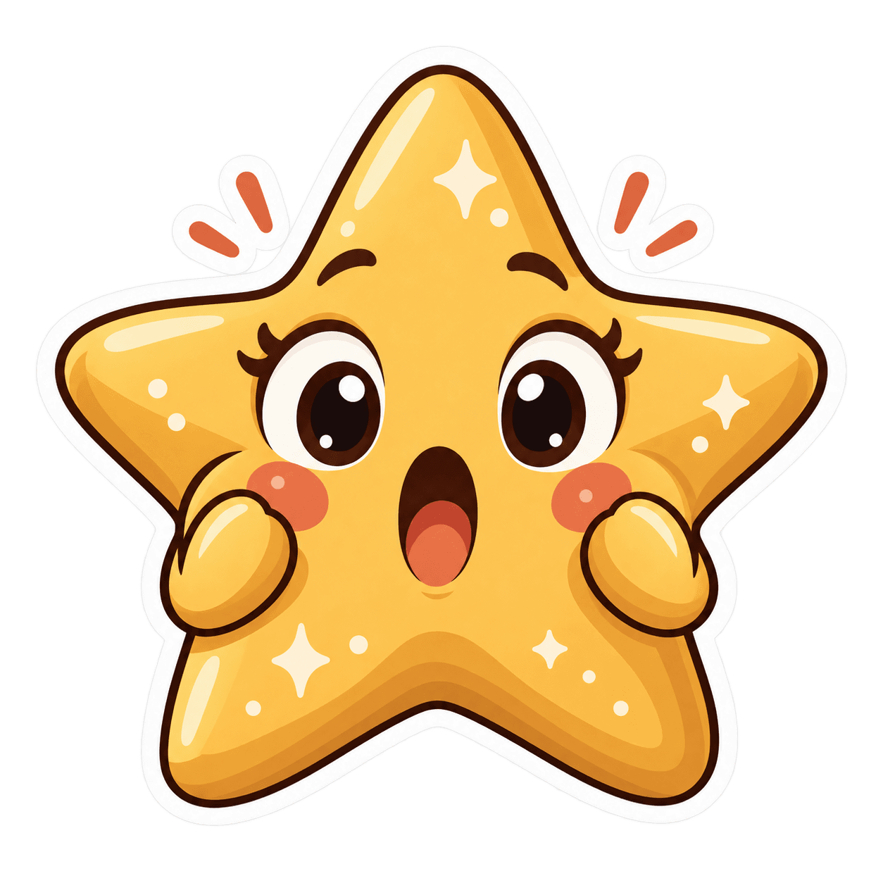 Surprised golden star with wide eyes